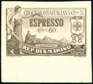 1923 - 60 + 5 cent. Croce Rossa (4), prova ... 