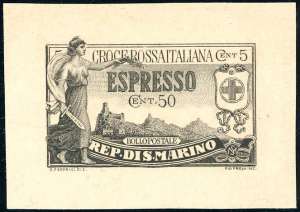 1923 - 50 + 5 cent. Croce Rossa, prova ... 