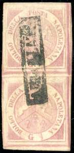 1858 - 1/2 grano rosa lillaceo (1a), coppia ... 