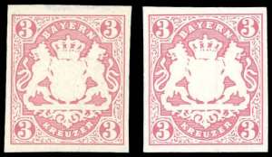 GERMANIA BAVIERA 1867 - 3 kr. rosa Stemma e ... 
