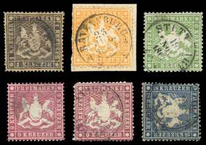 GERMANIA WURTTEMBERG 1860/62 - Stemma, dent. ... 