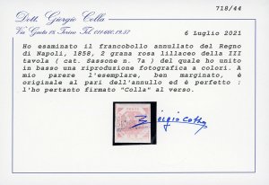 1858 - 2 grana rosa lillaceo, III ... 