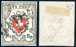 SVIZZERA 1850 POSTE FEDERALI - 2 1/2 r. Orts ... 