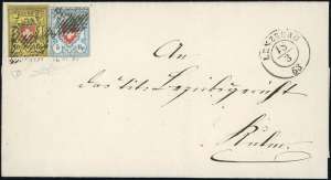 SVIZZERA 1853 POSTE FEDERALI - 10 r. Rayon ... 