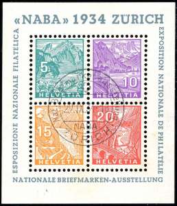 SVIZZERA FOGLIETTI 1934 - NABA, foglietto ... 