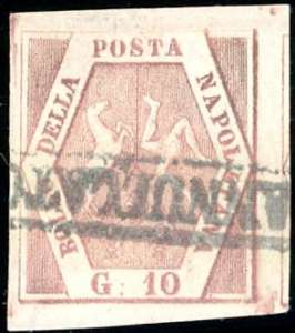 1858 - 10 grana rosa brunastro, I tavola ... 