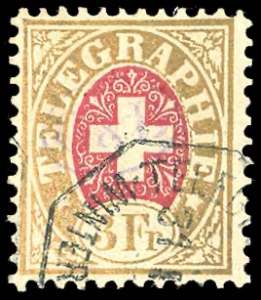 SVIZZERA TELEGRAFI 1868 - 3 f. Croce in ... 