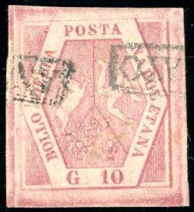 1859 - 10 grana carminio rosa, II tavola ... 