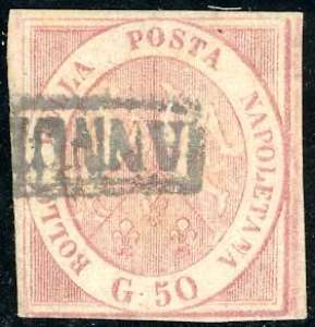 1858 - 50 grana rosa brunastro (14), usato, ... 