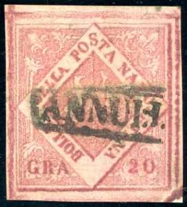 1859 - 20 grana carminio smorto, falso per ... 