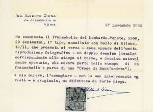 1850 - 30 cent. bruno, I tipo (7), ... 