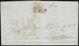 1851 - 30 cent. bruno, I tiratura (7b), ... 