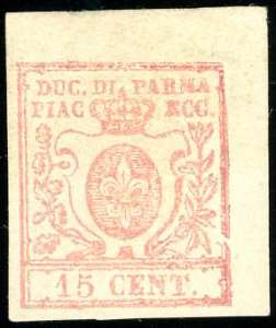 1859 - 15 cent. vermiglio (9), angolo di ... 