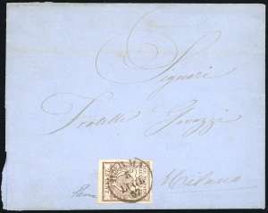 1857 - 25 cent. bruno lilla (10), ben ... 