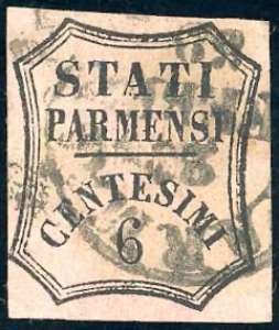 1857 - 6 cent. rosa vivo (1), perfetto e con ... 