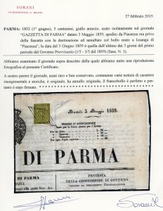 1859 - 5 cent. giallo arancio (1), ... 