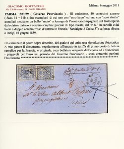1859 - 40 cent. azzurro, un ... 