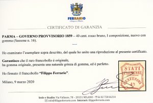 1859 - 40 cent. rosso bruno, I ... 