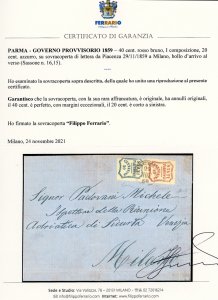 1859 - 40 cent. rosso bruno, I ... 