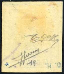 1857 - 10 cent. nero, carta a ... 