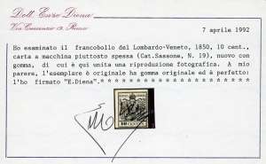 1857 - 10 cent. nero, carta a ... 