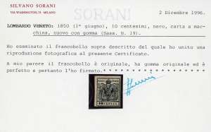 1857 - 10 cent. nero, carta a ... 