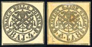 1858 - 4 baj giallo chiaro, decalco (5Abca), ... 