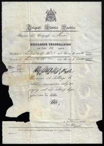 1858 - Modulo di telegramma da ... 