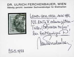 1857 - 10 cent. nero, carta a ... 