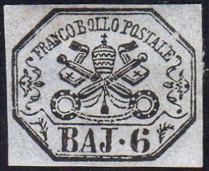 1864 - 6 baj lilla grigio (7A), gomma ... 