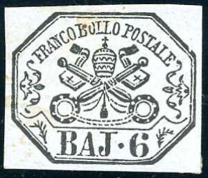 1864 - 6 baj lilla grigio (7A), nuovo, gomma ... 