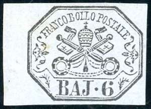 1864 - 6 baj lilla azzurrastro (7Ab), bordo ... 