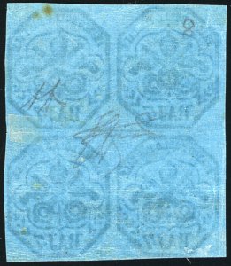 1852 - 7 baj azzurro (8), blocco ... 