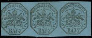 1852 - 7 baj azzurro, striscia orizzontale ... 
