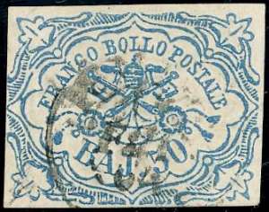 1852 - 50 baj azzurro (10), usato con ... 