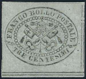 1867 - 3 cent. grigio (15), gomma originale, ... 
