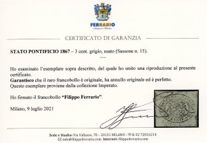 1867 - 3 cent. grigio (15), usato, ... 