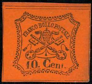 1867 - 10 cent. vermiglio arancio (17), ... 