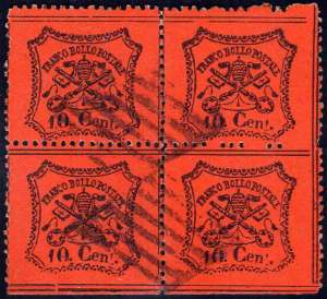 1868 - 10 cent. arancio vermiglio, carta ... 