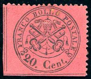 1868 - 20 cent. rosso bruno (27), gomma ... 