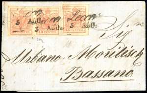 1857 - 15 cent. rosso vermiglio chiaro, ... 