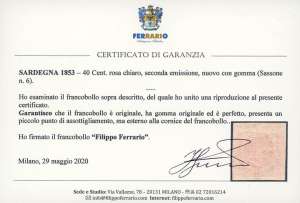 1853 - 40 cent. rosa chiaro (6), ... 