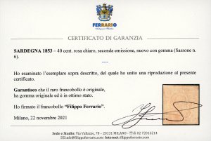 1853 - 40 cent. rosa chiaro (6), ... 