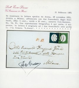 1855 - 5 cent. verde, 20 cent. ... 