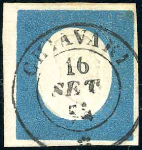 1854 - 20 cent. azzurro (8), perfetto, usato ... 