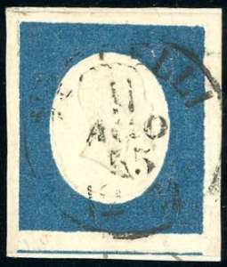 1854 - 20 cent. azzurro (8), perfetto e con ... 