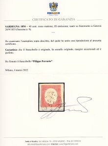 1854 - 40 cent. rosso mattone (9), ... 