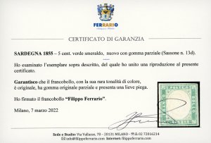 1855 - 5 cent. verde smeraldo ... 