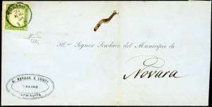 1858 - 5 cent. verde giallo, stampa ... 