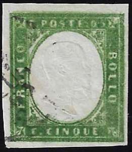 1863 - 5 cent. verde cupo, doppia stampa del ... 
